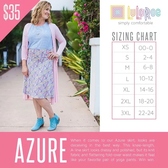 LuLaRoe Azure A-line Skirt Green Teal Size XS - Picture 5 of 6